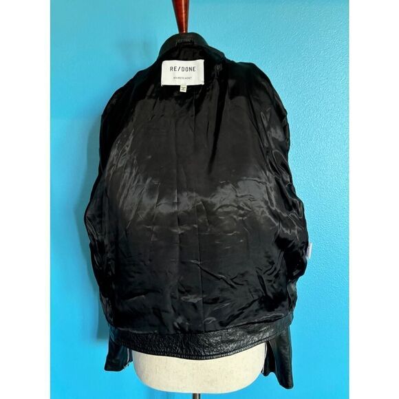 NWOT Made in ITALY RE/Done Black Leather 80s Moto Jacket Lined 4 Ext Pockets S - Picture 16 of 16